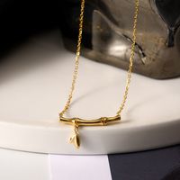 Wholesale Chinoiserie Bamboo Titanium Steel 18k Gold Plated Necklace sku image 1