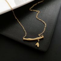 Wholesale Chinoiserie Bamboo Titanium Steel 18k Gold Plated Necklace main image 2