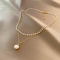Elegant Runden Legierung Perlen Überzug Inlay Perle Frau Geschichtete Halskette sku image 1