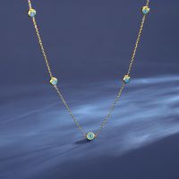 De Gros Style Simple Œil Acier Inoxydable Turquoise Collier main image 1