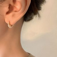 1 Paar Einfacher Stil Kreis Kupfer Überzug Inlay Perle 14 Karat Vergoldet Ohrringe main image 4