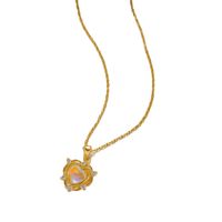 Wholesale Simple Style Heart Shape Titanium Steel Crystal Pendant Necklace main image 3