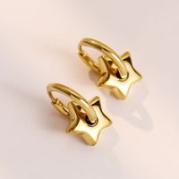 1 Pair Simple Style Star Titanium Steel Plating Drop Earrings main image 4