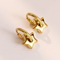 1 Paire Style Simple Star Acier Au Titane Placage Boucles D'oreilles main image 4