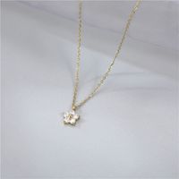 Wholesale Sweet Flower Stainless Steel Artificial Crystal Pendant Necklace main image 5