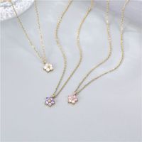 Wholesale Sweet Flower Stainless Steel Artificial Crystal Pendant Necklace main image 4