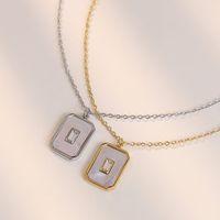 Simple Style Rectangle Stainless Steel Plating Inlay Shell White Gold Plated Gold Plated Pendant Necklace main image 2