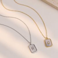 Simple Style Rectangle Stainless Steel Plating Inlay Shell White Gold Plated Gold Plated Pendant Necklace main image 5