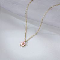 Wholesale Sweet Flower Stainless Steel Artificial Crystal Pendant Necklace main image 2