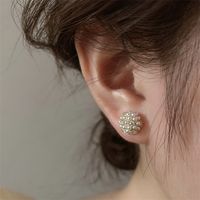 Wholesale Jewelry 1 Pair Simple Style Round Metal Pearl Zircon Ear Studs main image 2