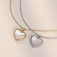 Simple Style Heart Shape Titanium Steel Plating Inlay Shell Pendant Necklace main image 1
