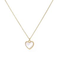 Simple Style Heart Shape Titanium Steel Plating Inlay Shell Pendant Necklace main image 3