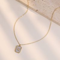 Simple Style Rectangle Stainless Steel Plating Inlay Shell White Gold Plated Gold Plated Pendant Necklace main image 1