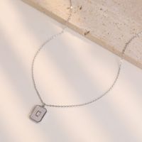 Simple Style Rectangle Stainless Steel Plating Inlay Shell White Gold Plated Gold Plated Pendant Necklace sku image 2