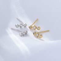 1 Pair Simple Style Round Rhombus Sterling Silver Plating Inlay Zircon Ear Studs main image 1