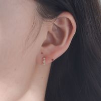 1 Pair Simple Style Round Rhombus Sterling Silver Plating Inlay Zircon Ear Studs main image 4