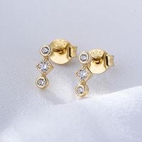 1 Paire Style Simple Rond Rhombe Argent Sterling Placage Incruster Zircon Boucles D'oreilles main image 5