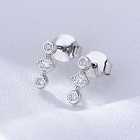 1 Pair Simple Style Round Rhombus Sterling Silver Plating Inlay Zircon Ear Studs main image 3