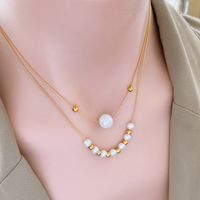 Wholesale Lady Pearl Shell Titanium Steel Layered Necklaces main image 4