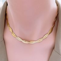 304 Stainless Steel 18K Gold Plated Streetwear Plating Solid Color Bracelets Necklace sku image 1
