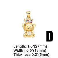 Ins Style Bear Heart Shape Copper Plating Inlay Zircon 18k Gold Plated Pendants Jewelry Accessories main image 2
