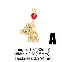 Ins Style Bear Heart Shape Copper Plating Inlay Zircon 18k Gold Plated Pendants Jewelry Accessories main image 5