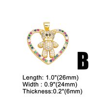 Ins Style Bear Heart Shape Copper Plating Inlay Zircon 18k Gold Plated Pendants Jewelry Accessories main image 4