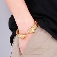 Hip-Hop Wolf Stainless Steel Plating 18K Gold Plated Unisex Bangle main image 5