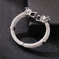 Hip-Hop Wolf Stainless Steel Plating 18K Gold Plated Unisex Bangle main image 3