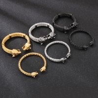Hip-Hop Wolf Stainless Steel Plating 18K Gold Plated Unisex Bangle main image 4