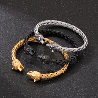 Hip-Hop Wolf Stainless Steel Plating 18K Gold Plated Unisex Bangle main image 2