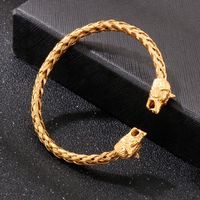 Hip-Hop Wolf Stainless Steel Plating 18K Gold Plated Unisex Bangle main image 7