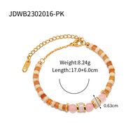 Ins Style Retro Classic Style Round Stainless Steel 18k Gold Plated Natural Stone Wholesale Bracelets sku image 1