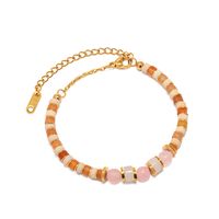 Ins Style Retro Classic Style Round Stainless Steel 18k Gold Plated Natural Stone Wholesale Bracelets main image 3