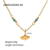 Wholesale Ins Style Simple Style Classic Style Leaves Stainless Steel 18k Gold Plated Necklace sku image 1