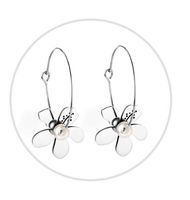 Fashion Heart Shape Flower Stainless Steel Plating Drop Earrings 1 Pair sku image 1