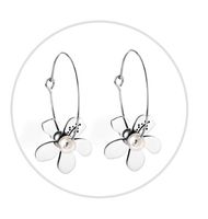 Mode Forme De Cœur Fleur Acier Inoxydable Placage Boucles D'oreilles 1 Paire sku image 1