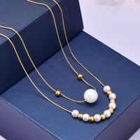 Wholesale Lady Pearl Shell Titanium Steel Layered Necklaces main image 2