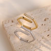 Wholesale Simple Style Irregular Titanium Steel Artificial Gemstones Open Ring main image 1