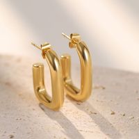 1 Pair Lady U Shape Titanium Steel Plating Ear Studs main image 4