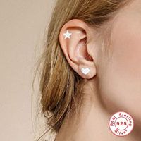 1 Jeu Style Simple Géométrique Argent Sterling Placage Boucles D'oreilles main image 5