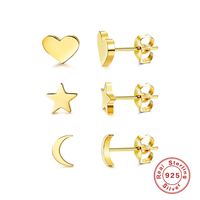 1 Set Simple Style Geometric Sterling Silver Plating Ear Studs main image 1