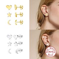 1 Set Simple Style Geometric Sterling Silver Plating Ear Studs main image 2