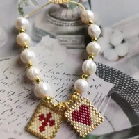 Retro Forma De Corazón Materiales Mixtos Con Cuentas Unisexo Pulsera sku image 1