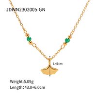 Wholesale Ins Style Simple Style Classic Style Leaves Stainless Steel 18k Gold Plated Beads Pendant Necklace sku image 1