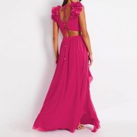 Women's Romantic Beach Solid Color Frill Backless 2 Piece Set One Piece main image 3
