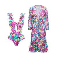Women's Vacation Sexy Ditsy Floral Printing Hollow Out 2 Piece Set One Piece main image 3