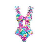 Women's Vacation Sexy Ditsy Floral Printing Hollow Out 2 Piece Set One Piece main image 2