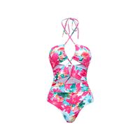 Women's Vacation Sexy Ditsy Floral Printing Hollow Out 2 Piece Set One Piece main image 2