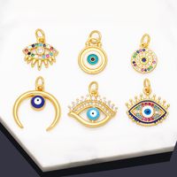 Ins Style Devil's Eye Copper Enamel Plating Inlay Zircon 18k Gold Plated Pendants Jewelry Accessories main image 1